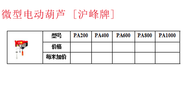 微型电动葫芦 [沪峰牌